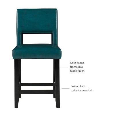 Vega 24" Blue Faux Leather and Wood Counter Stool