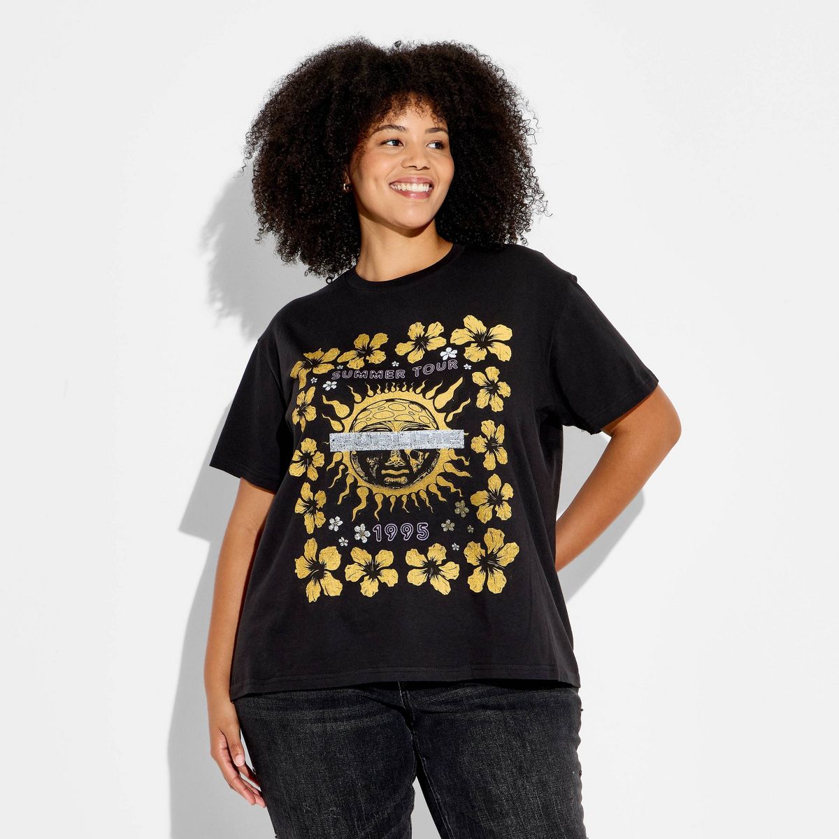 Women's Sublime Oversized Short Sleeve Graphic T-Shirt - Black - thumbnail 5