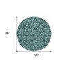 Teal Blue Aqua And Ivory Floral Washable Indoor Outdoor Area Rug - 3 of 4