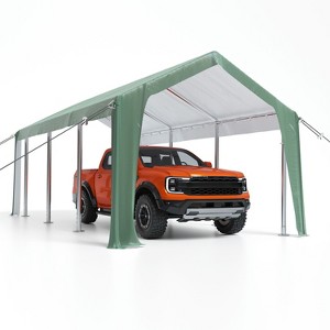 Carport Heavy Duty, 20'x13'x11'  8 Reinforced Leg Poles & 14 mil PE Canopy, Open Portable Carport for Full-Sized Pickup Truck, Boat - 1 of 4