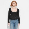 Women's Long Sleeve Square Neck Bubble Top - Wild Fable™ - 2 of 4