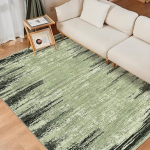 Modern Abstract Washable Rug – Non-Slip, Low Pile, Non-Shedding, Distressed Thin Design for Living Room, Bedroom, Dining Room, Office. - 1 of 4