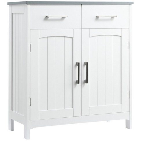 Kleankin Pedestal Under Sink Cabinet With Double Doors, Modern Bathroom  Vanity Storage Unit With Shelves, White : Target