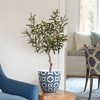 LuxenHome 9.5" Dia Round Tapered Concrete Planter Outdoor Indoor Decorative Plant Pot Blue and White Flower Pattern Garden Pot Planter Multicolored - 3 of 4
