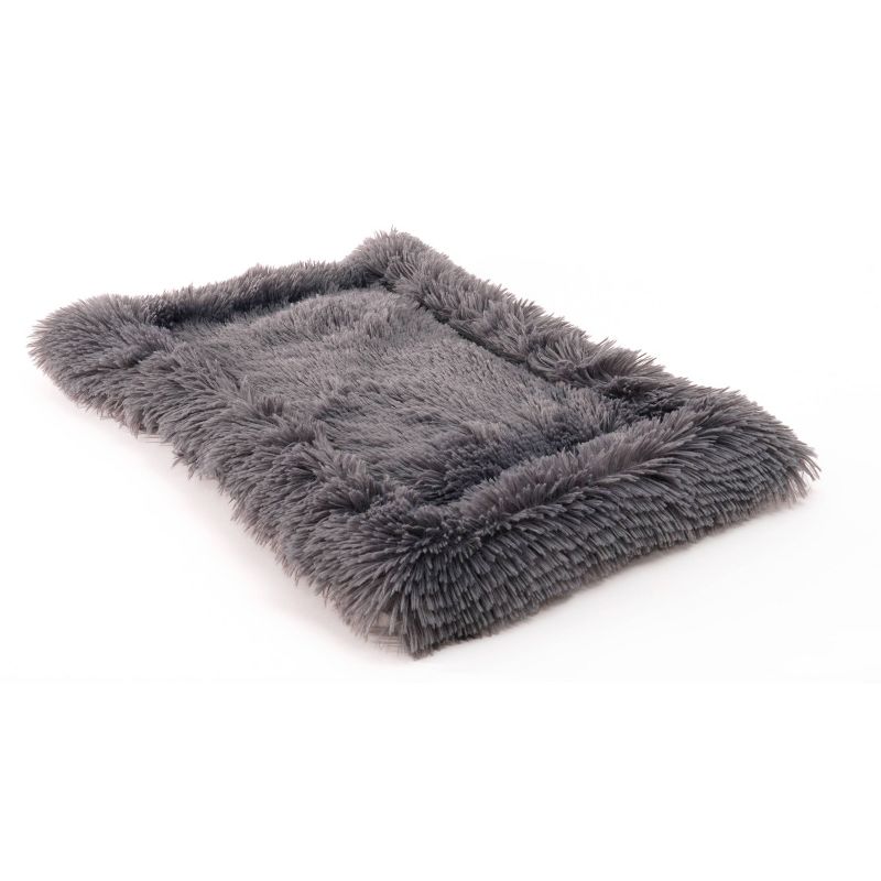 Precious Tails Eyelash Faux Fur Bordered Cat and Dog Mat - S - Gray, 3 of 7