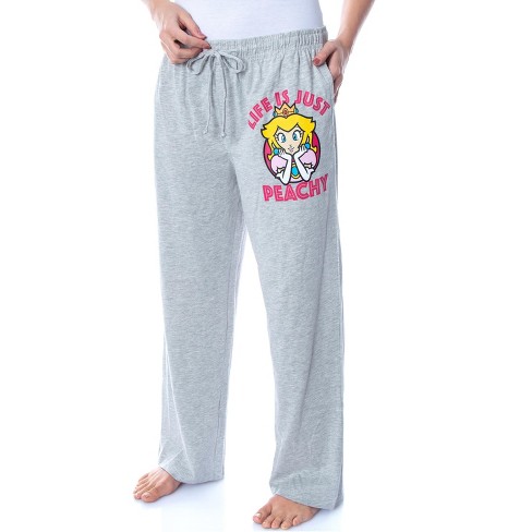 Nintendo Women's Super Mario Princess Peach Life Is Peachy Comfy Pajama  Pants S Grey : Target