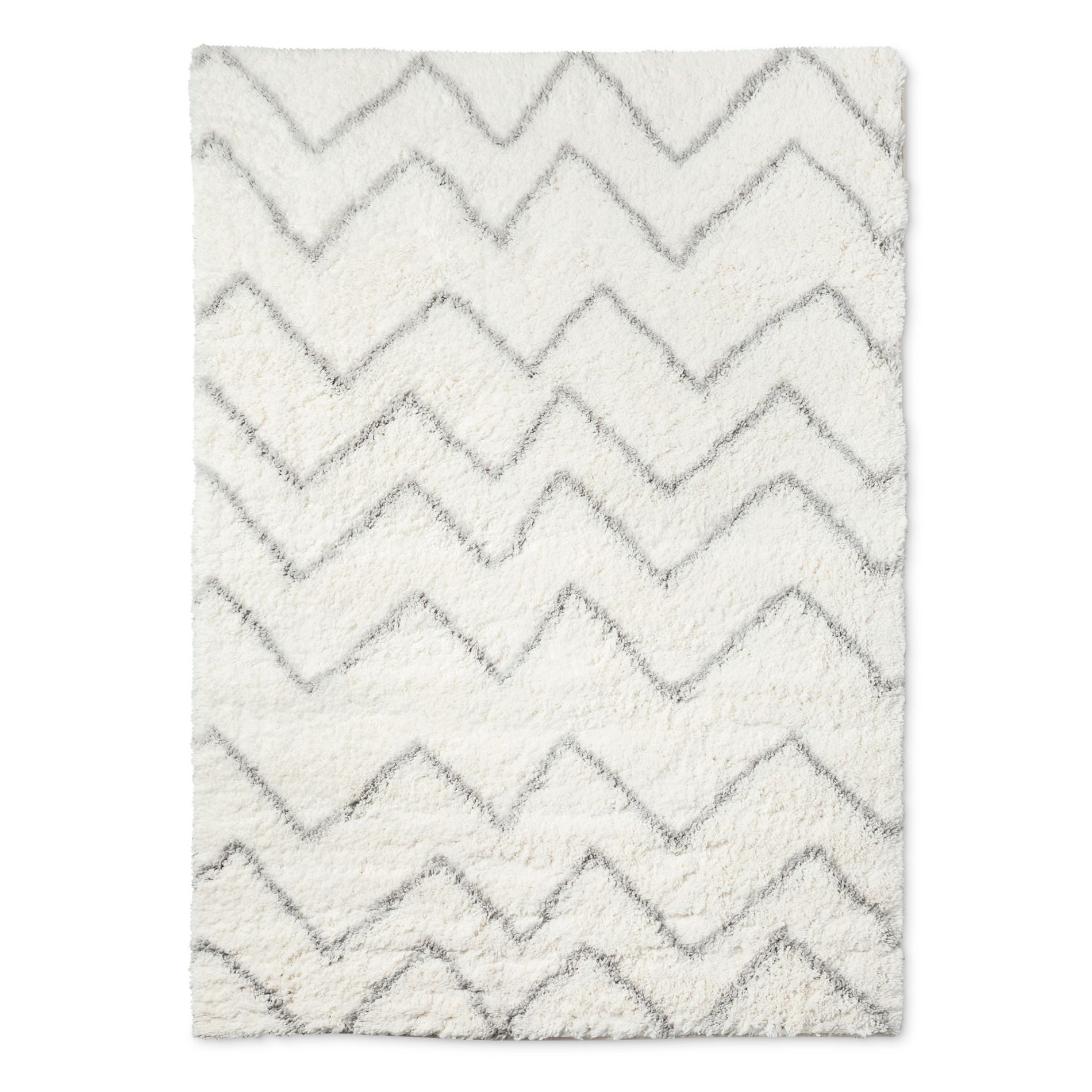4'x5'6" Chevron Area Kids' Rug Cream - Pillowfort™: High Pile, Skid-Resistant, Bedroom Rug, Tufted Nylon