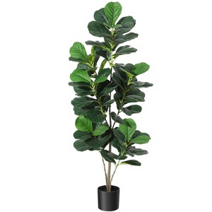 4-6FT Artificial Fiddle Leaf Fig Tree - Realistic Faux Ficus Lyrata in Pot for Indoor/Outdoor Home, Office & Bathroom Decor - 1 of 4