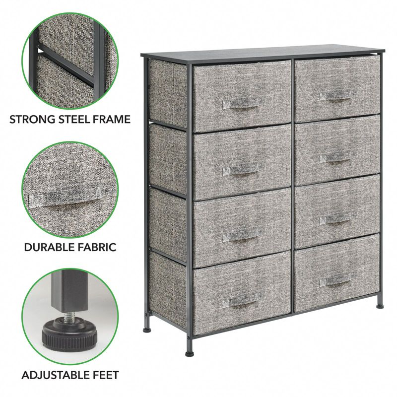 mDesign Large Storage Dresser Furniture with 8 Removable Fabric Drawers, 2 of 6