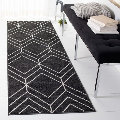 Brown and Ivory Geometric Hand-Knotted Runner Rug