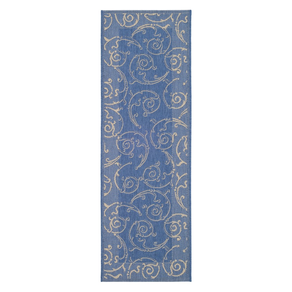 2'3inX14' Runner Pembrokeshire Outdoor Rug Blue/Natural - Safavieh