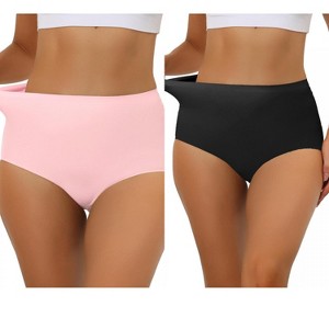 Allegra K Women's Elastic High Waist Unlined Breathable No-Show Hipster Underwear 2 Packs - 1 of 4