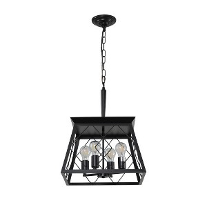 Farmhouse Chandelier With Adjustable Chains 4-Light Light Fixture For Kitchen Dining Room Living Room (15.7 "L x 15.7 "W x 20.3 "H) - 1 of 4
