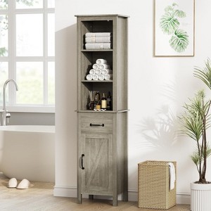 Tall Bathroom Cabinet Storage, Narrow Storage Cabinet with Drawers Doors and Shelves, Adjustable Shelves Cabinet for Bathroom/Kitchen/Living Room - 1 of 4