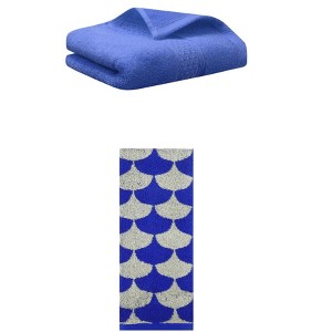 REGALWOVEN Geometric Absorbent Soft Bathroom Cotton Hand Towels 13" x 30"/13" x 29" 2 Packs - 1 of 4