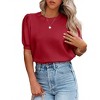 Coolmee Women's Puff Short Sleeve Sweater Tops Fashion Business Casual Knit Crew Neck T Shirts Outfits Work Blouses Clothes - 3 of 4