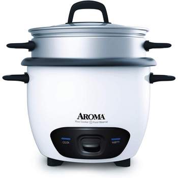 Aroma Housewares 36oz (Cooked) Pot Style Rice Cooker and Food Steam Refurbished White