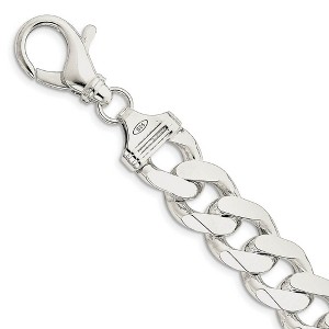 Black Bow Jewelry Mens 16.2mm Sterling Silver Solid Flat Curb Chain Bracelet - 1 of 4