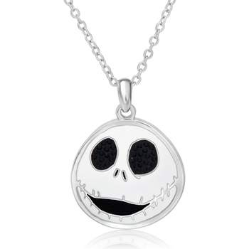 Disney The Nightmare Before Christmas Womens Jack Skellington Face Necklace, 18''