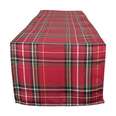 Design Imports  Christmas Metallic Plaid Table Runner, Red Tartan, 14X72"