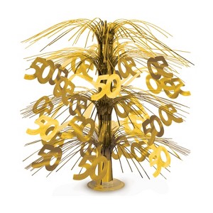Beistle 50  Cascade Centerpiece, 18", (2/Pkg) Gold - 1 of 2