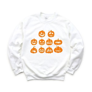 Simply Sage Market Women's Graphic Sweatshirt Halloween Pumpkin Faces - 1 of 4