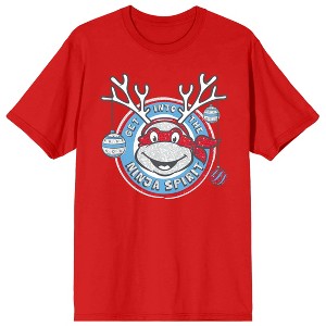Teenage Mutant Ninja Turtles TMNT Holiday Turtle With Antlers Women's Red Crew Neck Short Sleeve Tee - 1 of 3