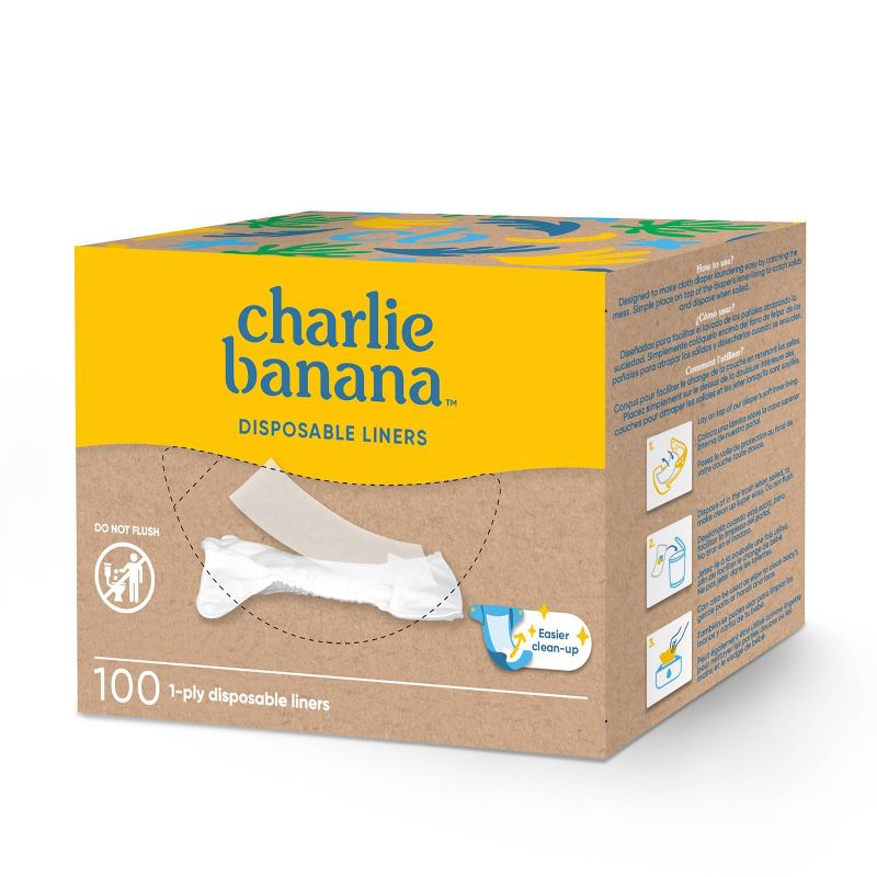 Charlie Banana Disposable Cotton Liners Diaper Inserts - 100ct, 4 of 6