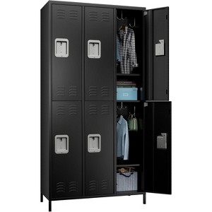 AOBABO Metal Locker for School Office Gym Bedroom,6 Doors Steel Storage Locker Cabinet for Employees,Assembly Required (6 Door-Black) - 1 of 4