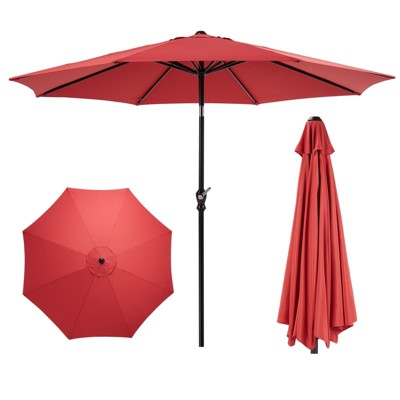 Sapphtopaz 9Ft Outdoor Patio Umbrella Beach Umbrella Market Table Umbrella with Push Button Tilt and Crank for Garden, Backyard, Pool