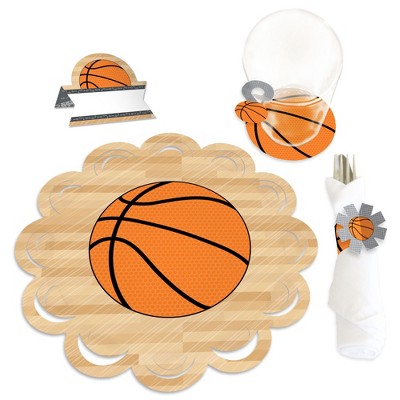 Big Dot of Happiness Nothin’ But Net - Basketball - Baby Shower or Birthday Party Paper Charger & Table Decorations Chargerific Kit for 8