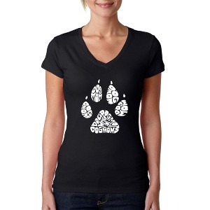 LA Pop Art Women's Word Art V-Neck T-Shirt - Dog Mom - 1 of 4