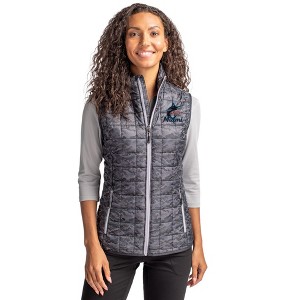 Miami Marlins Cutter & Buck Rainier PrimaLoft® Womens Eco Insulated Full Zip Printed Puffer Vest - 1 of 1