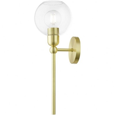 Satin Brass Downtown Sphere Glass 1-Light Sconce