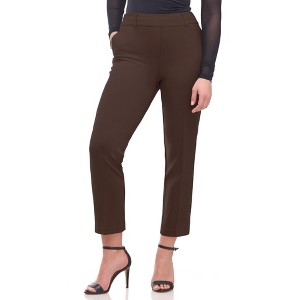 Rekkuna Women's Pull-On Ankle Work Pants – Mid-Rise Slim Straight Office Yoga Trousers with Pockets and Belt Loops - 1 of 4