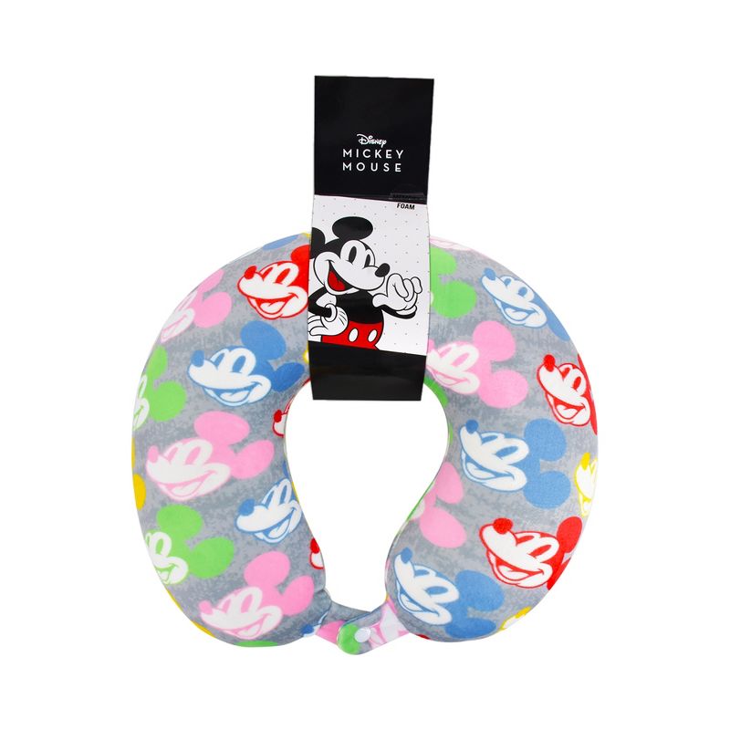 Disney Mickey Mouse Travel Neck Pillow with Memory Foam for Airplane, Car and Office Comfortable and Breathable, Multi, 3 of 4