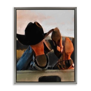 Stupell Industries Couple Resting Cowboy Boots Black Framed Floater Canvas Wall Art - 1 of 4