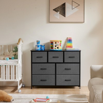 RISOKEYS Dresser for Bedroom with Fabric Drawers,TV Stand,Storage Cabinet,with Metal Frame and Wooden Top for Clothing, Closet,Guest Room,