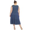Women's Plus Size Scoop Neck Tiered Midi Dress - White Mark - 3 of 4