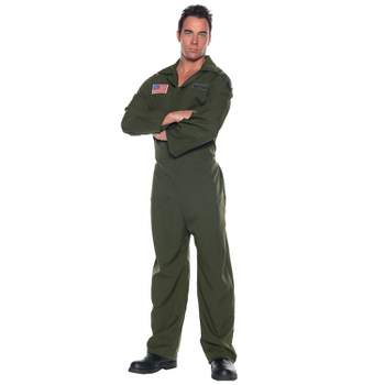 Halloween Express Men's Airforce Jumpsuit Costume - Size One Size Fits Most - Green