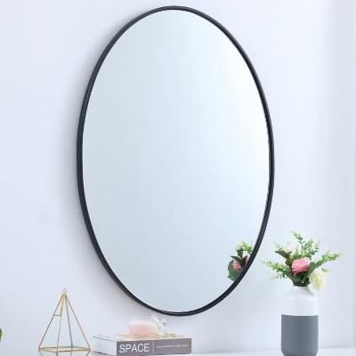 40-Inch Black Oval Metal Frame Mirror