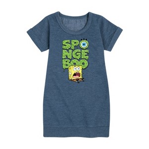 - SpongeBob SquarePants - Scardey Pants Graphic Short Sleeve Fleece Dress - 1 of 4