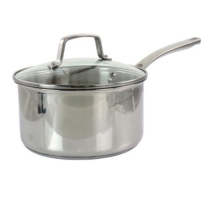 Martha Stewart 3.5 Quart Stainless Steel Saucepan with Vented Glass Lid