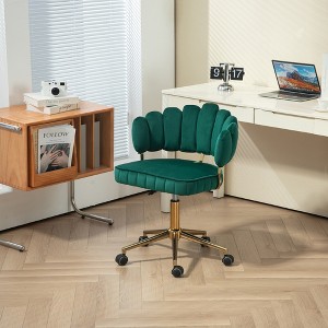 ALEXOUN Modern Cute Armless Office Chair with Mid-Back Upholstered & Wheels,Gold Chair Legs,360 Swivel Height Adjustable,for Home Office - 1 of 4