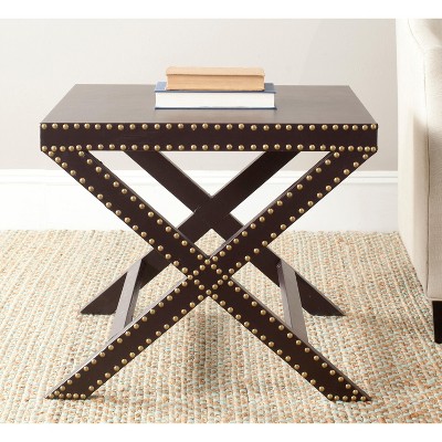 Transitional Jeanine Charcoal Grey Wood and Metal Rectangular End Table