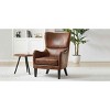High Back Accent Chair with Nailhead Trim,Fabric Upholstered Scoop Arm Chair,Modern Wingback Studded Chair for Living Room Bedroom-Coolbibila - 2 of 4