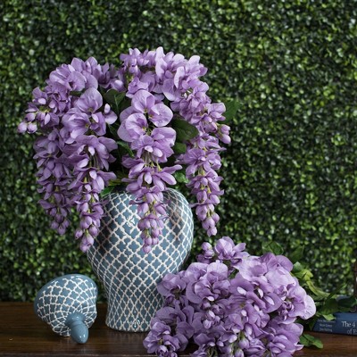 Lavender 19" Artificial Wisteria Bush with Green Leaves