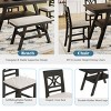 6-Piece Counter Height Dining Table Set with Storage Shelf,Bench and 4 Upholstered Chairs,60" Rustic Wood Kitchen Table-Baofuwish - 3 of 4