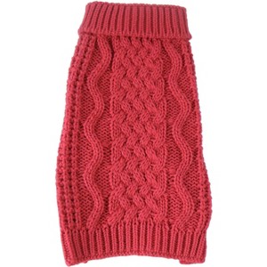 Pet Life (R) Swivel-Swirl Heavy Cable Knitted Fashion Designer Dog Sweater - 1 of 3