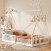 Wood House Bed with Fence - 2 of 4